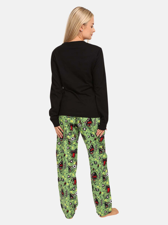 Styx Čierno-zelené dámske pyžamo Styx Zombie