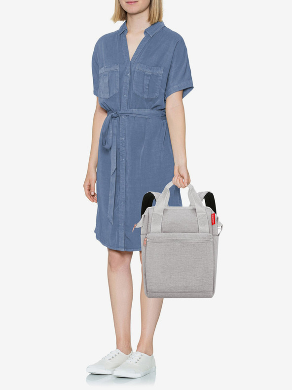 Reisenthel Svetlosivá žíhaná 2v1 Reisenthel Allrounder R Twist Sky rose batoh a taška