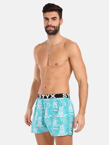 Styx Tyrkysové pánske vzorované šortky Styx Ľadové kocky
