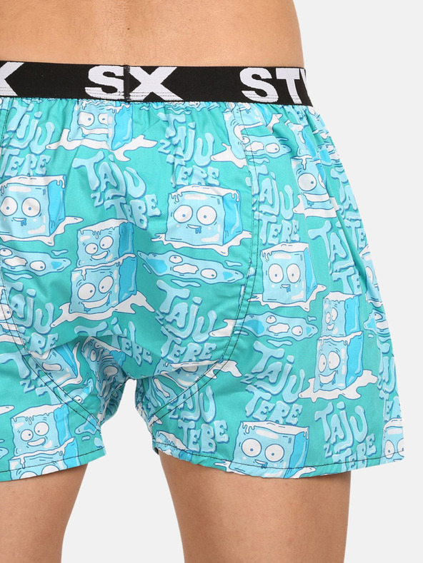 Styx Tyrkysové pánske vzorované šortky Styx Ľadové kocky
