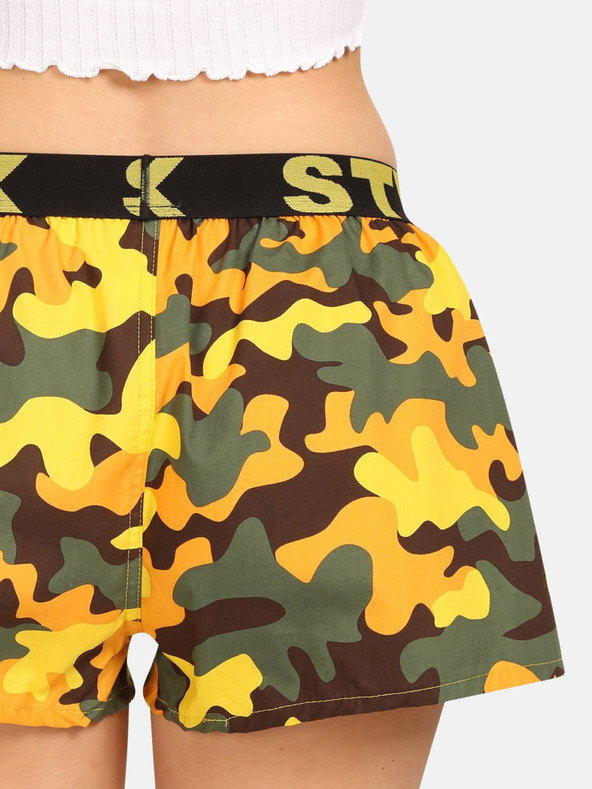Styx Zelenožlté dámske vzorované šortky na spanie Styx Camouflage