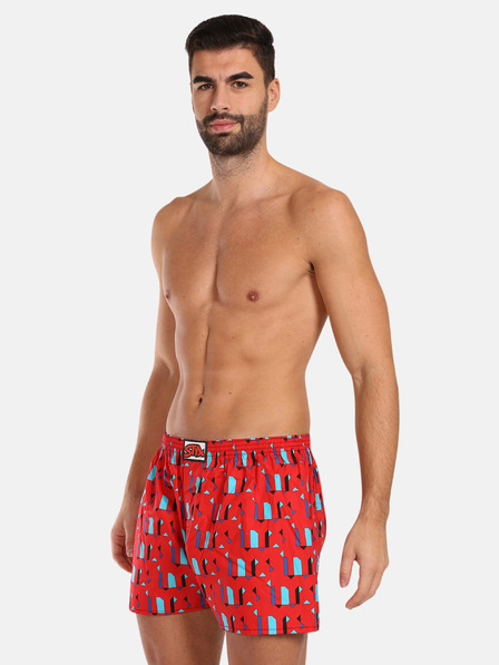 Styx Červené pánske vzorované šortky Styx Vzory