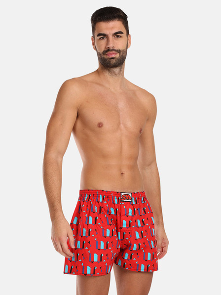 Styx Červené pánske vzorované šortky Styx Vzory