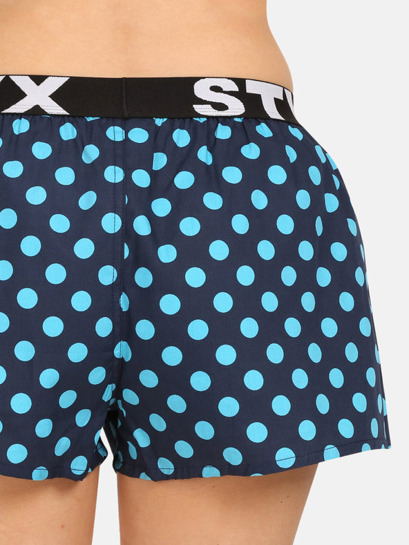 Styx Tmavomodré dámske bodkované šortky na spanie Styx Polka Dots