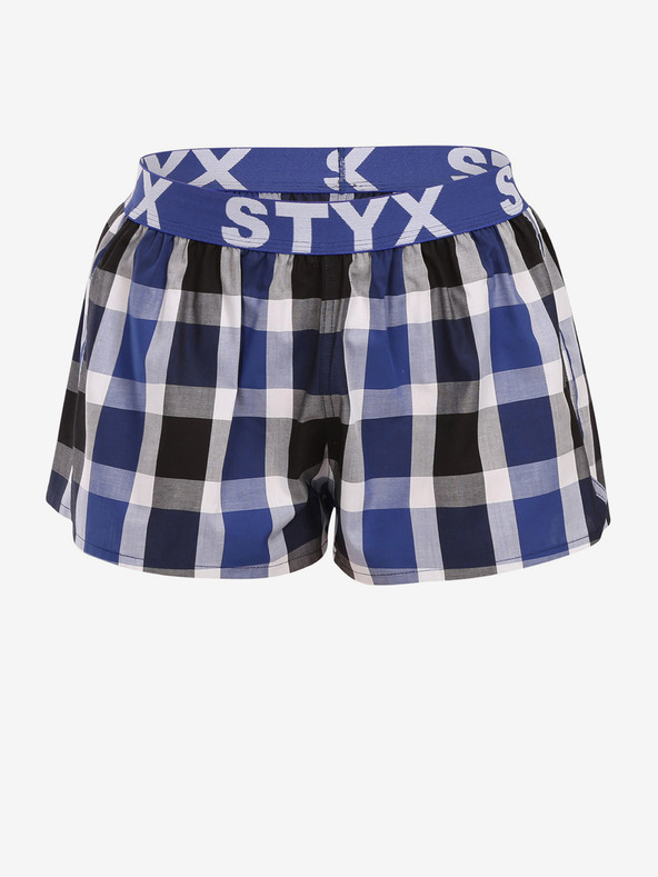 Styx Čierno-modré dámske kockované šortky Styx