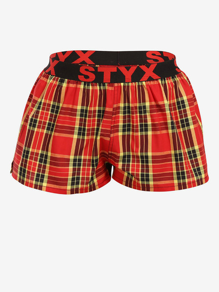 Styx Červené dámske kockované šortky Styx