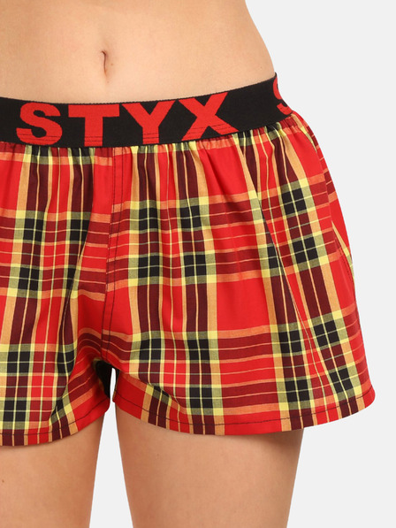 Styx Červené dámske kockované šortky Styx