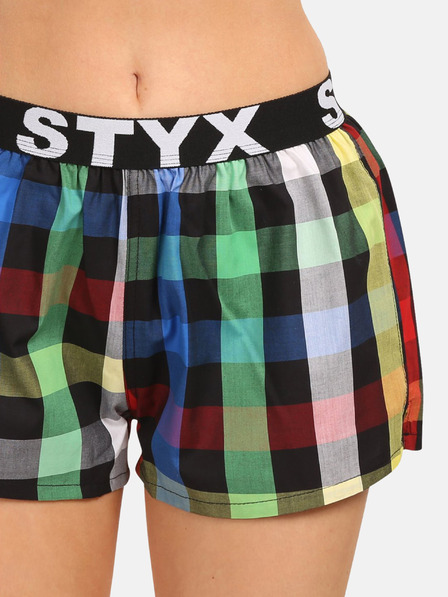 Styx Modro-zelené dámske kockované šortky Styx