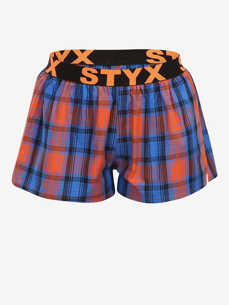 Styx Oranžové a modré dámske kockované šortky Styx