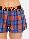 Styx Oranžové a modré dámske kockované šortky Styx