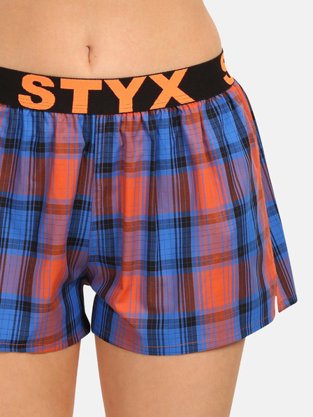 Styx Oranžové a modré dámske kockované šortky Styx