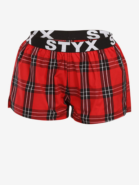 Styx Červené dámske kockované šortky Styx