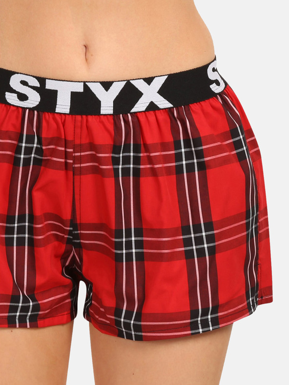 Styx Červené dámske kockované šortky Styx
