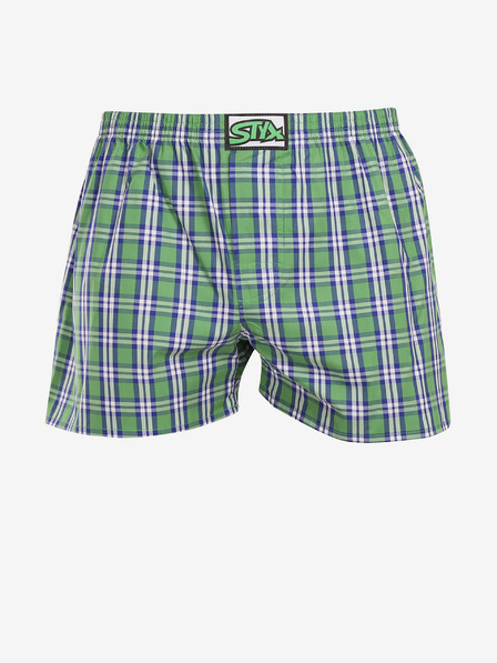 Styx Zelené pánske kockované šortky Styx