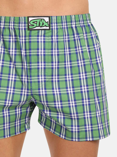 Styx Zelené pánske kockované šortky Styx