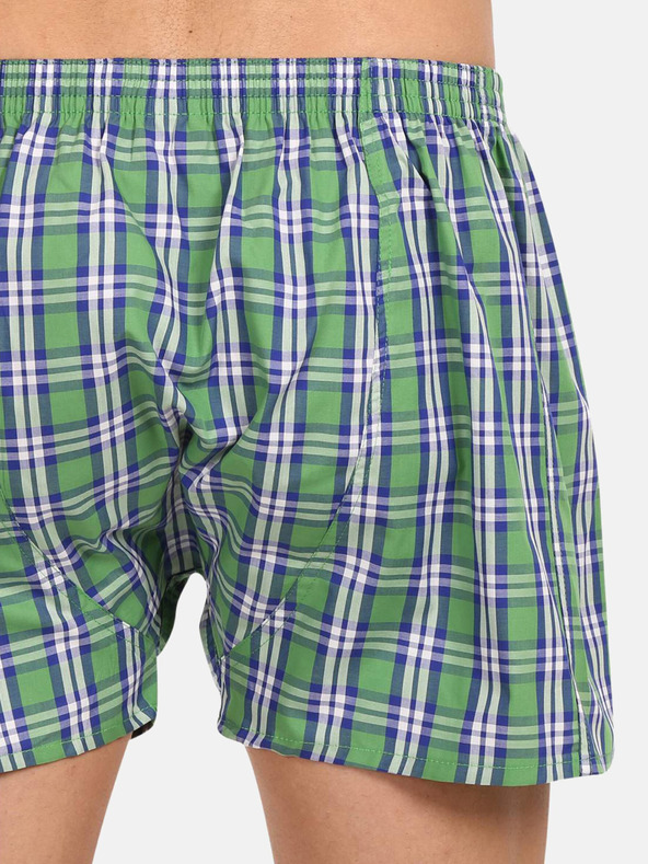Styx Zelené pánske kockované šortky Styx