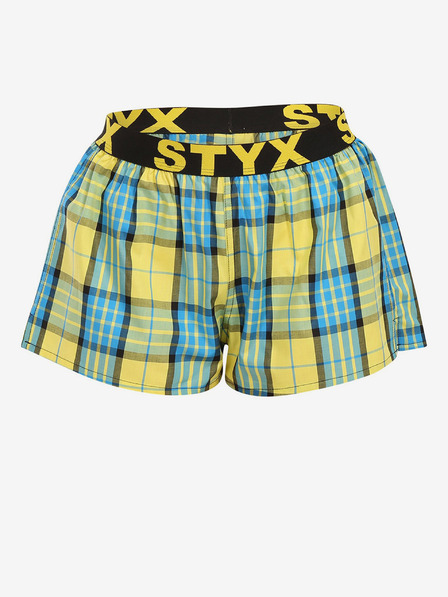 Styx Žlté dámske kockované šortky Styx