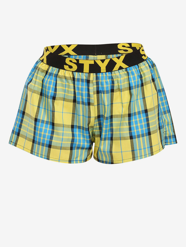 Styx Žlté dámske kockované šortky Styx