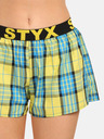 Styx Žlté dámske kockované šortky Styx
