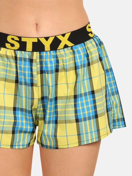 Styx Žlté dámske kockované šortky Styx