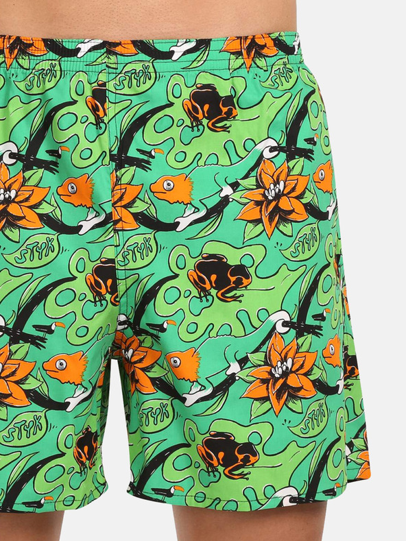 Styx Zelené pánske domáce šortky s vreckami Styx Tropic