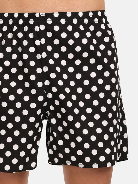 Styx Bielo-čierne pánske domáce šortky Styx Polka Dot s vreckami