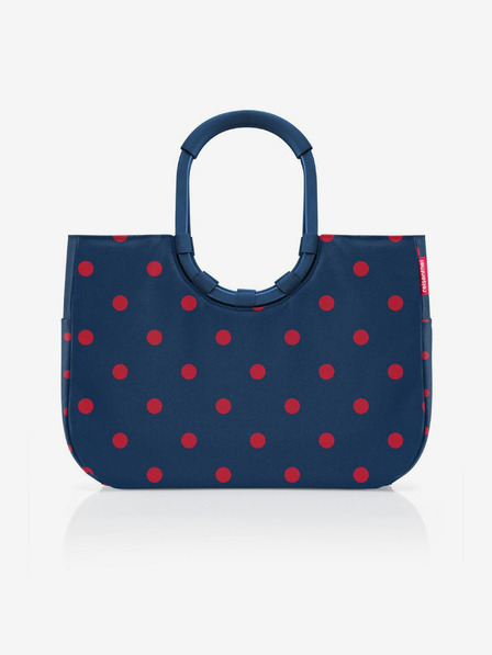 Reisenthel Tmavomodrá dámska bodkovaná taška Reisenthel Loopshopper L Frame Mixed Dots