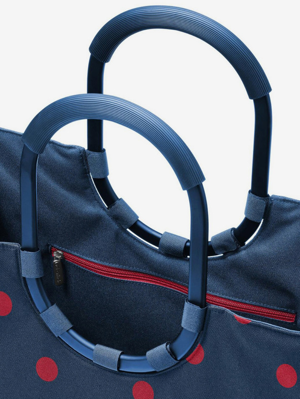 Reisenthel Tmavomodrá dámska bodkovaná taška Reisenthel Loopshopper L Frame Mixed Dots