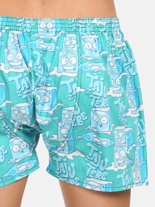 Styx Súprava troch pánskych vzorovaných šortiek v tyrkysovej, svetlozelenej a hnedej farbe STYX