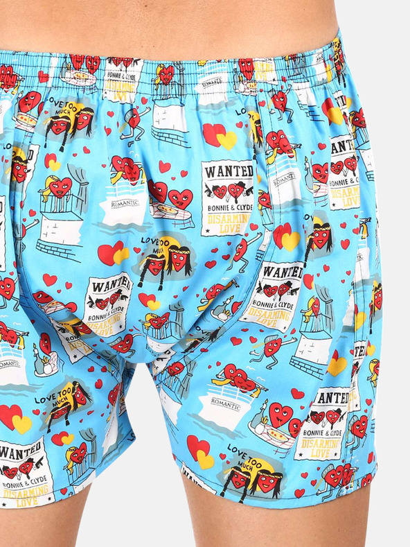 Styx Súprava troch pánskych vzorovaných šortiek v svetlomodrej, sivej a červenej farbe STYX