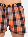Styx Čierno-oranžové pánske kockované šortky Styx