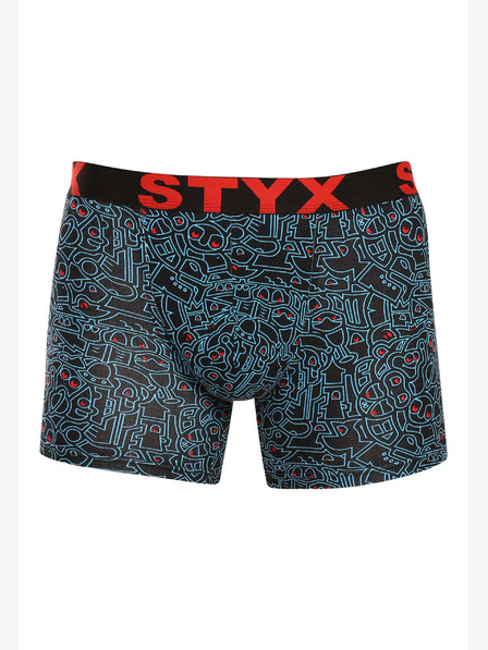 Styx Pánske dlhé športové boxerky Styx na umeleckú gumu doodle (U1256/2)