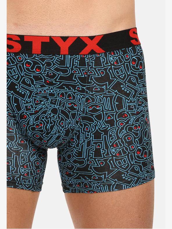 Styx Pánske dlhé športové boxerky Styx na umeleckú gumu doodle (U1256/2)
