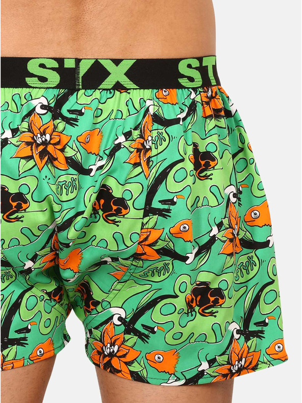 Styx Zelené pánske bodkované šortky Styx