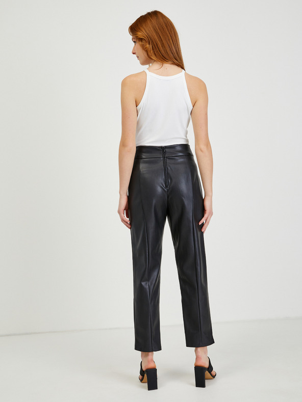 Orsay Čierne dámske kožené nohavice ORSAY