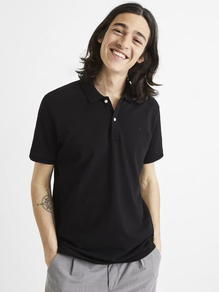 Celio Čierne pánske polo tričko Celio Teone