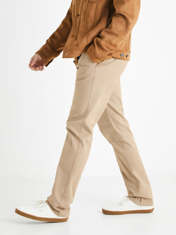 Celio Béžové pánske chino nohavice Celio