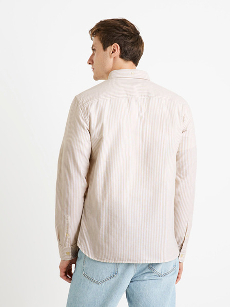 Celio Béžová regular oxford košeľa Celio Caoxfordy