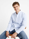 Celio Svetlomodré pánske pruhované tričko regular fit Celio Caoxfordy