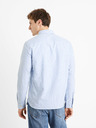 Celio Svetlomodré pánske pruhované tričko regular fit Celio Caoxfordy