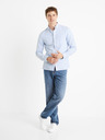 Celio Svetlomodré pánske pruhované tričko regular fit Celio Caoxfordy
