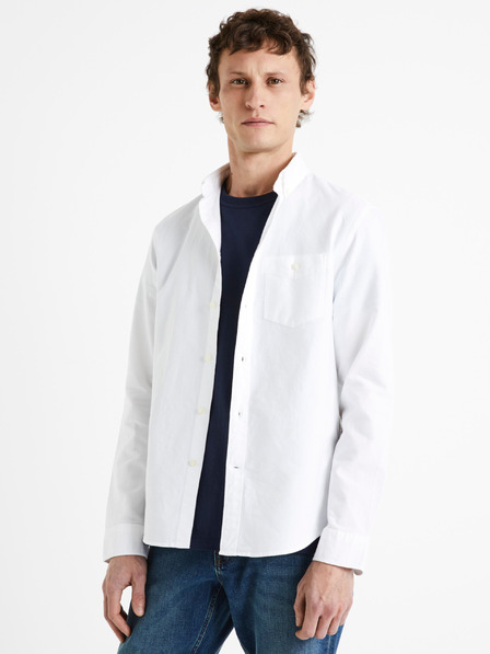 Celio Biele pánske bavlnené tričko Celio Daxford regular