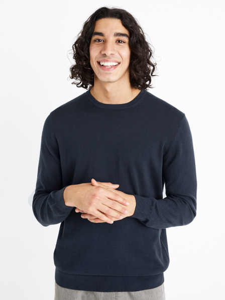 Celio Tmavomodrý pánsky sveter Celio Decoton