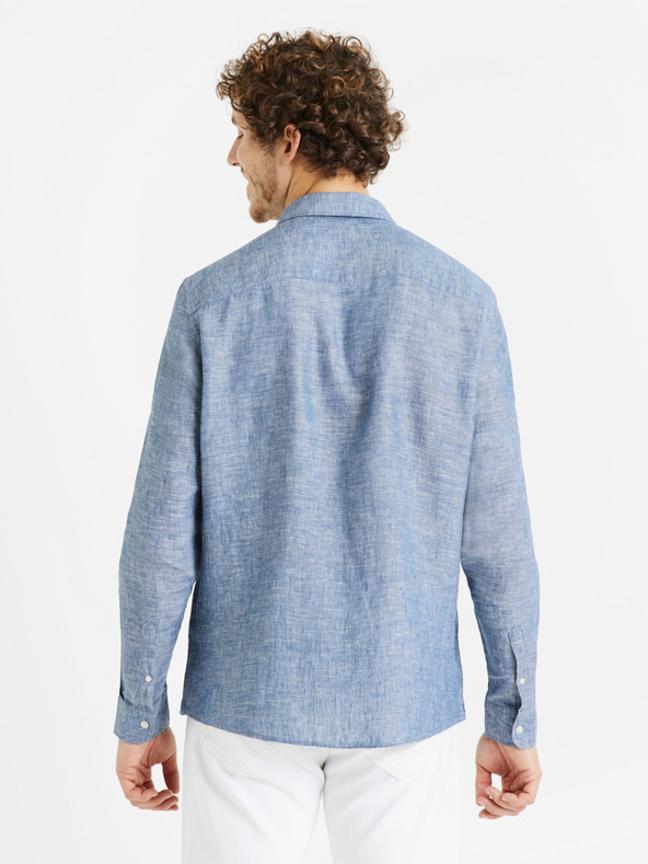 Celio Modrá pánska ľanová košeľa Celio Daflix