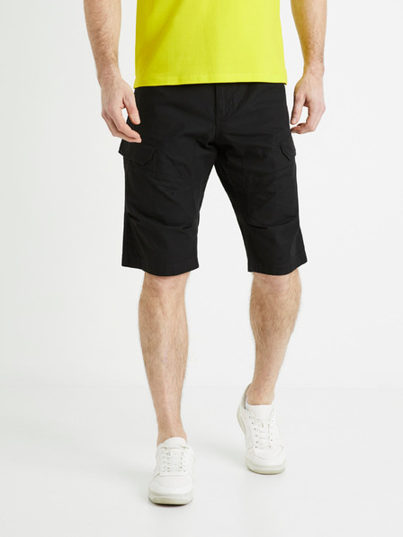 Celio Čierne pánske plátenné šortky Celio Bocourtbm1