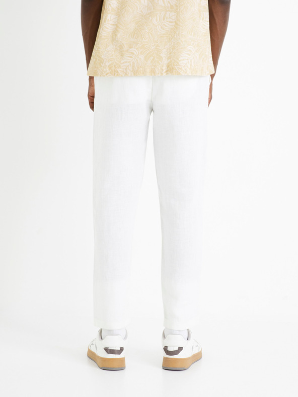 Celio Biele pánske ľanové nohavice Celio Dolinus