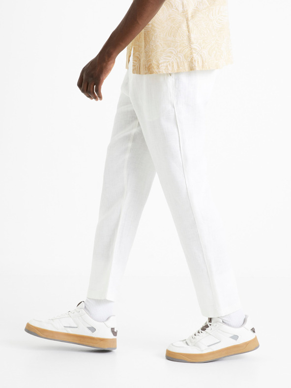 Celio Biele pánske ľanové nohavice Celio Dolinus