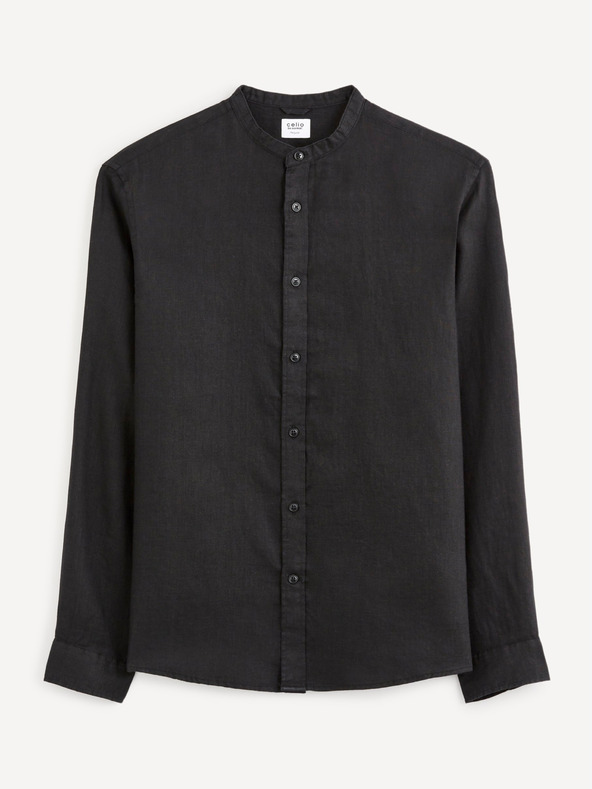 Celio Čierna pánska ľanová košeľa Celio Damaolin