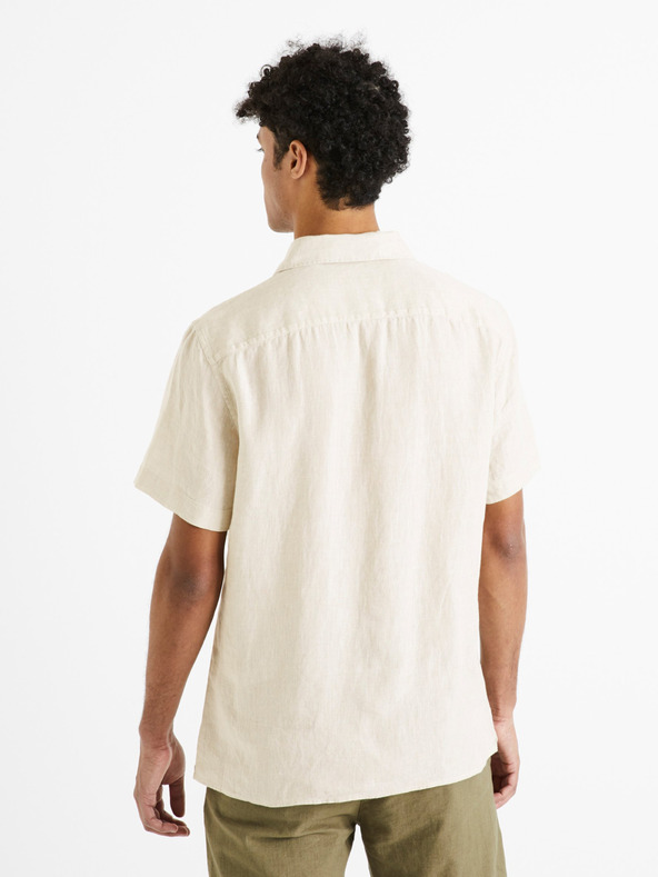 Celio Krémová pánska ľanová košeľa Celio Damarlin