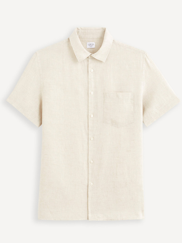 Celio Krémová pánska ľanová košeľa Celio Damarlin